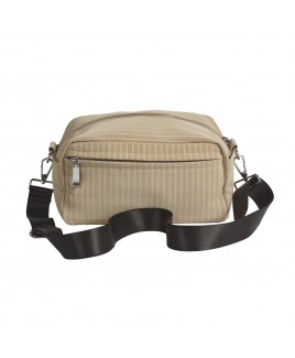 Lorenz  Waxed Feel Striped PU Top Zip Sling/Chest Bag with Adjustable Strap